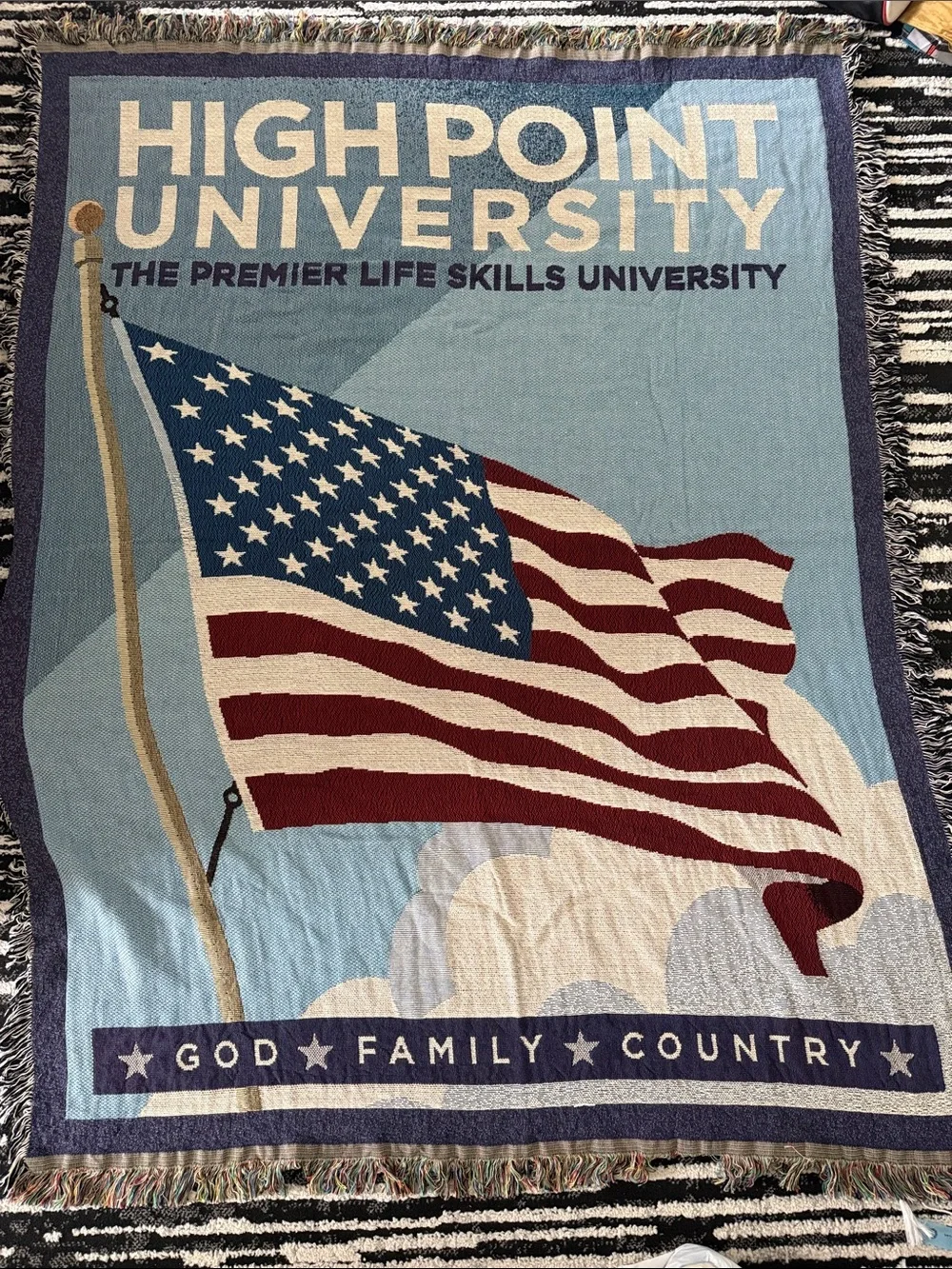 American Flag Cotton Throw  - Blue and Red